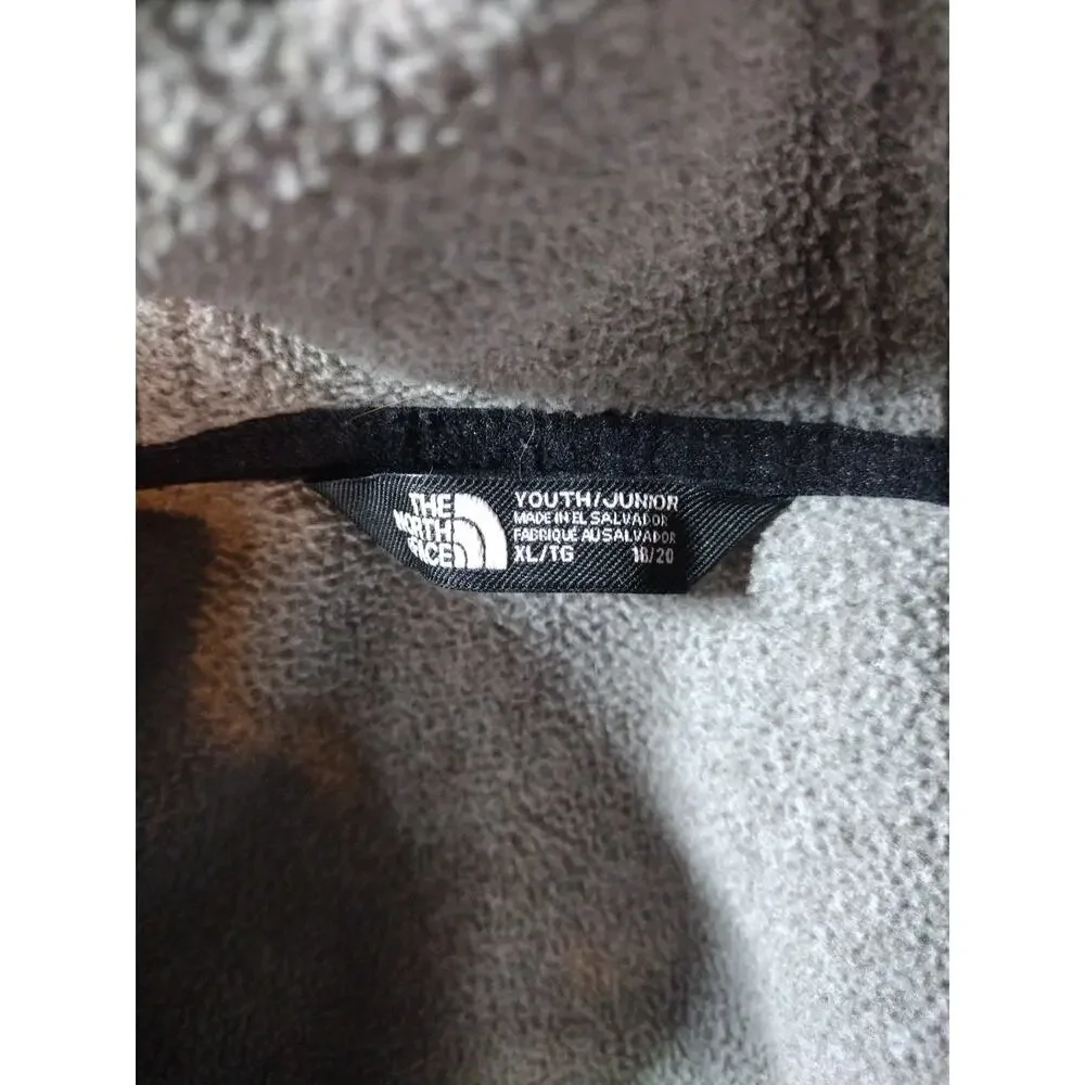 The North Face Jacket Boys XL 16-18 Fleece Hooded Black Gray Gorpcore Outdoors